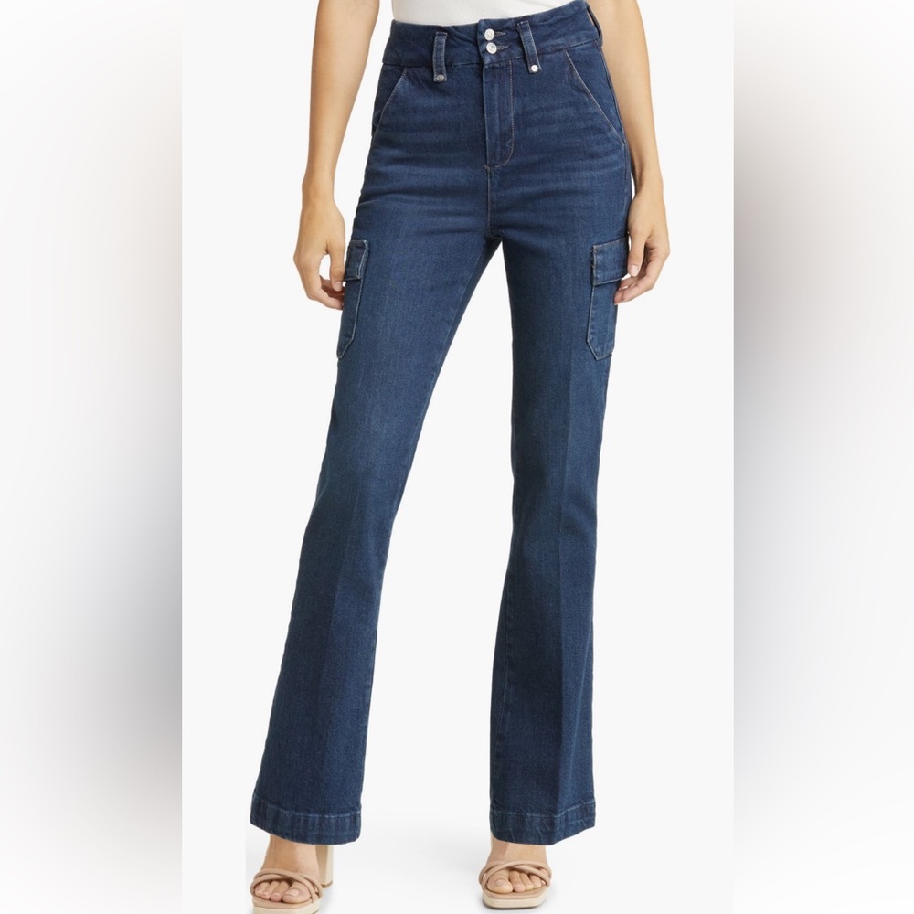 High-Waisted PAIGE Dion Cargo Flare Jeans 26